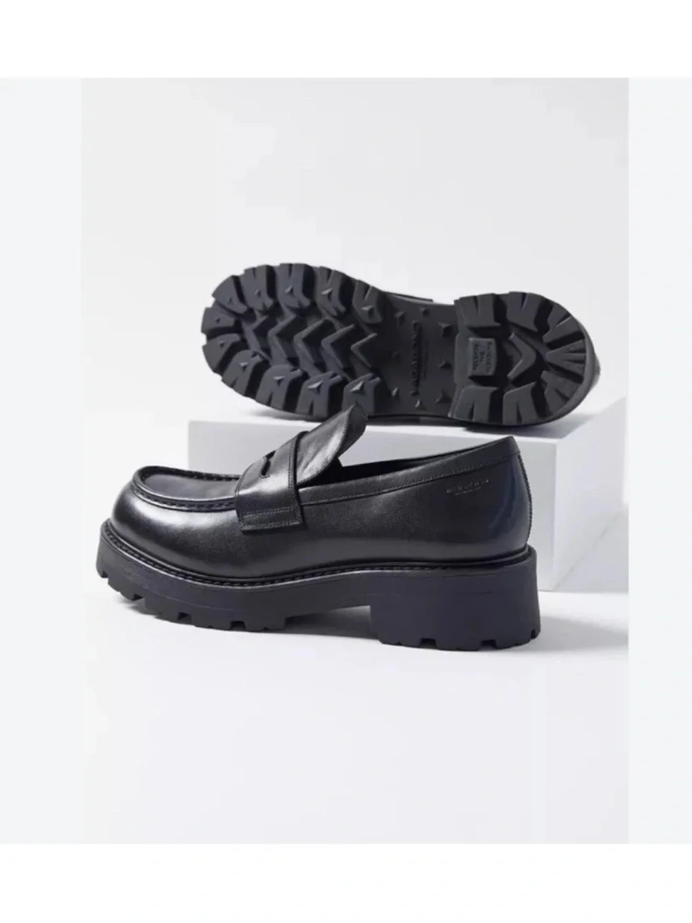 Vagabond Shoemakers Cosmo 2.0 Black Leather Platform Loafers US 10